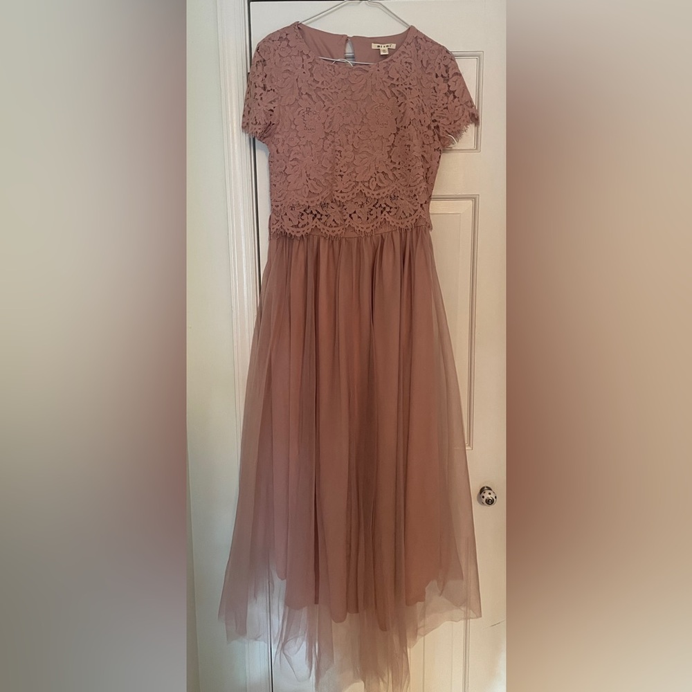 Two Piece Dusty Rose Lace and Tulle Dress M